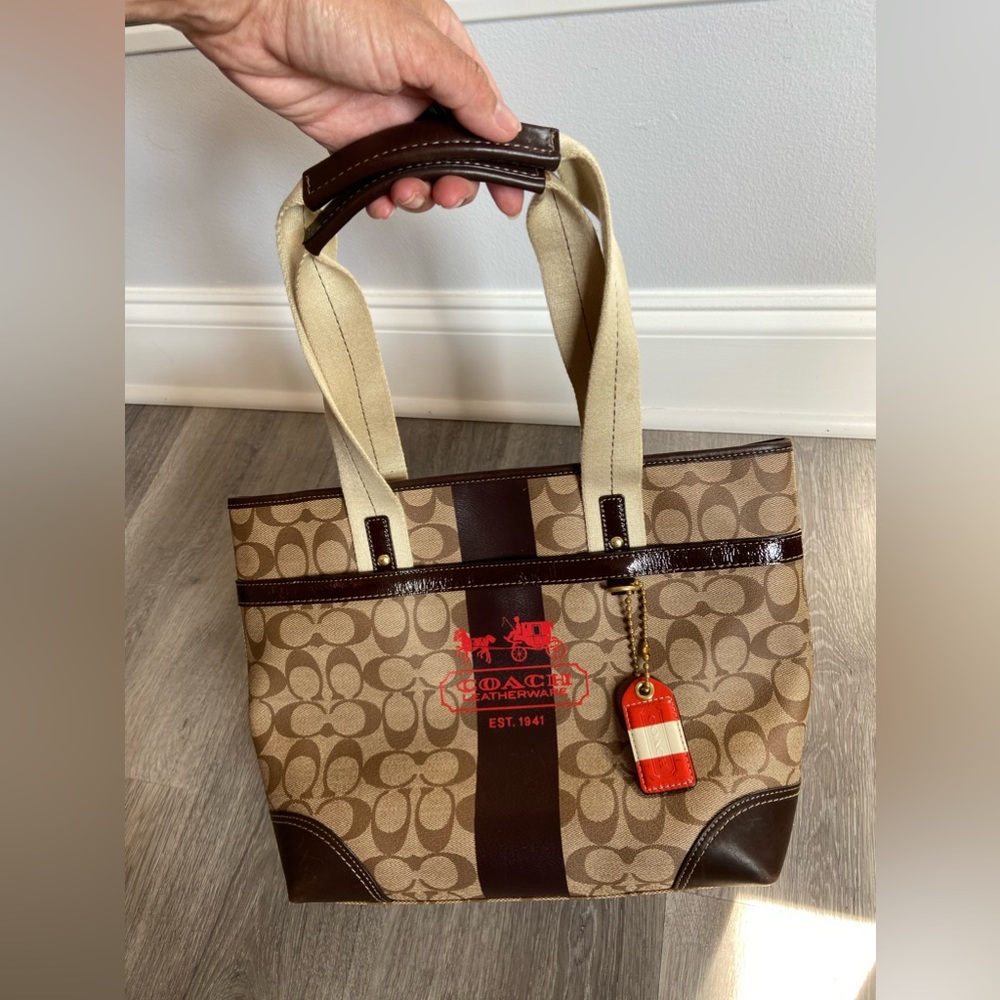 Coach Heritage Stripe Tote Bag